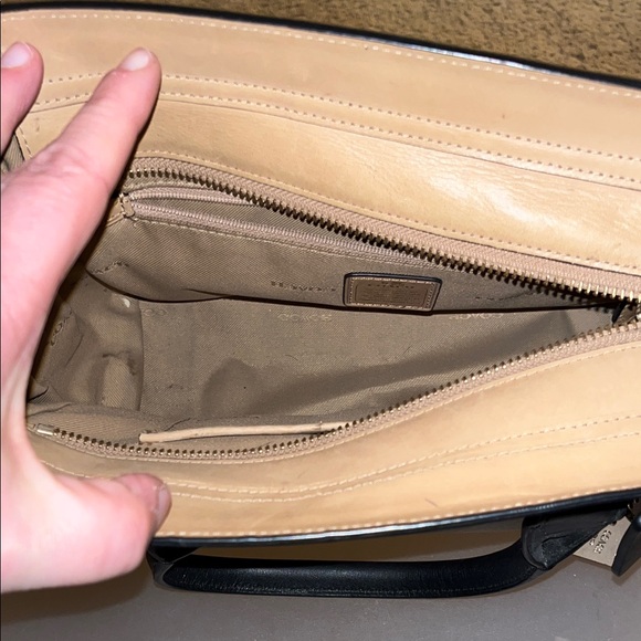 Coach Black and White Leather Satchel - Picture 3 of 5